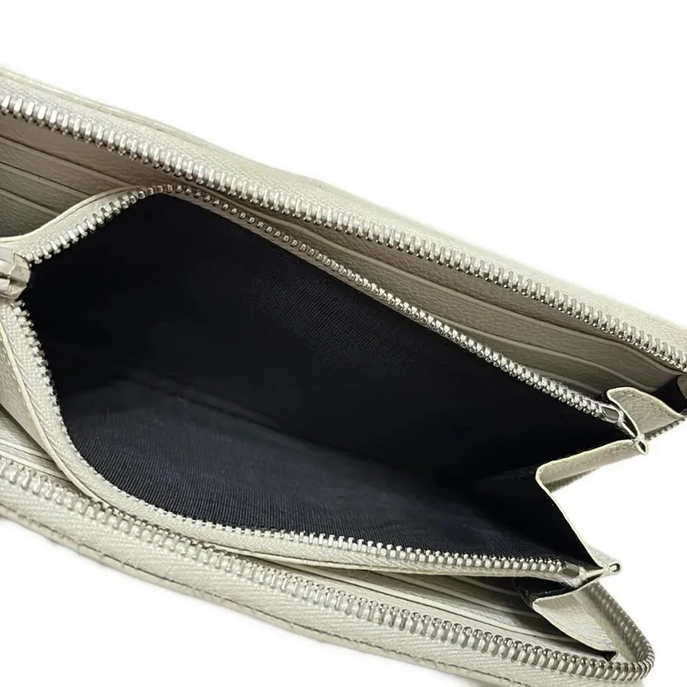 SAINT LAURENT PARIS - 414680 Cream Leather Long Wallet - Picture 4 of 5